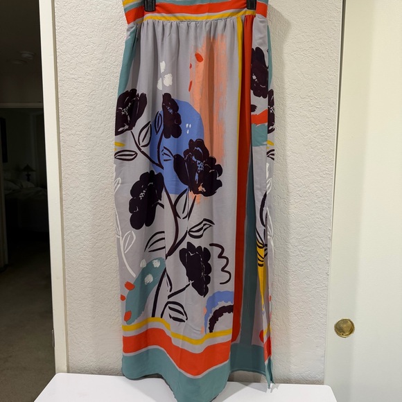 MAEVE by ANTHROPOLOGIE Plein Air maxi skirt floral stripe 1/2 lining Size Large - Picture 3 of 10